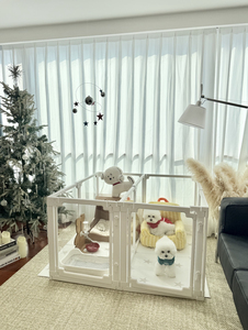 Parc pour animaux de compagnie moderne, sûr, pliable et transparent en plastique, avec motif animal, pour une utilisation en intérieur, pour petits chiens - Product Image 6