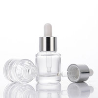 Flacon compte-gouttes en verre blanc cristallin et verre flint de haute qualité, à fond épais, personnalisé, 10 ml, 15 ml, portable pour huiles essentielles et sérums cosmétiques