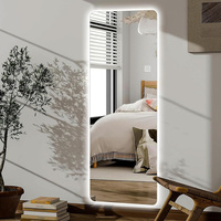 Miroir LED intelligent pour salon, personnalisable, à suspendre au mur, 3 couleurs, à intensité variable, avec interrupteur tactile
