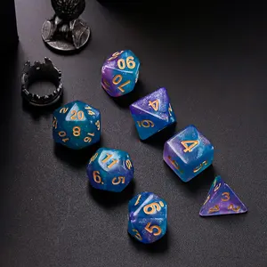 Gradient Bicolor Numeral Dice Set 7 Pieces Polyhedral RPG Dice Set For TRPG Board Games Lucky Draw Math Learning