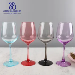 Wholesale Hand Blown Glassware Luxury Premium Custom Wine Glass Red Wine Champagne Spray Color Wedding Party Wine Glass