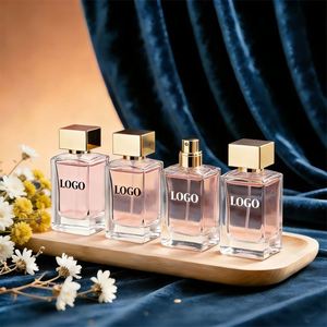 Vente en gros de flacons de parfum carrés de luxe de 30 ml, 50 ml, 100 ml, flacon de parfum en verre personnalisé avec boîte et couvercle - Product Image 1