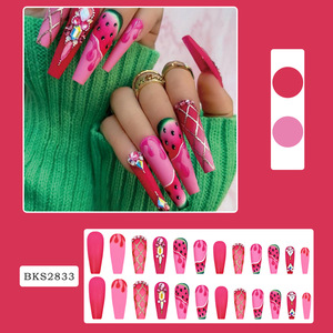 <span class=keywords><strong>Uñas</strong></span> postizas <span class=keywords><strong>de</strong></span> ballet con diseño <span class=keywords><strong>de</strong></span> sandía, estilo retro, cuadradas, dulces y geniales, para venta al por mayor - Product Image 2