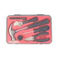 Kit d'outils à main pour la maison, marteau à griffes, clé à molette réglable, pinces combinées, jeu de tournevis, boîte de rangement, outils à main portables pour le bricolage