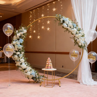 Support d'arche circulaire de 2,2 m pour ballons, cadre floral, fête d'anniversaire, mariage, décoration de Noël, support de toile de fond rond en métal doré