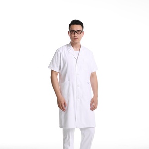 Consegna veloce 100% Manica Corta in Cotone Bianco del Laboratorio Cappotto degli uomini di Medico Abito Uniforme Medico in Ospedale Dentista Uniforme Fatto in Cina - Product Image 3