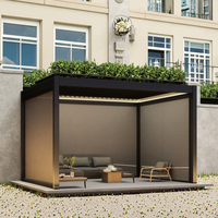 Vente en gros de pergola design moderne en aluminium avec réglage électrique Gazebo à persiennes avec auvent pour terrasse cadre en poudre nature