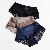 Culottes sans couture en soie glacée HD059 pour femmes, sexy, transparentes, en dentelle, confortables, grandes tailles XL XXL disponibles