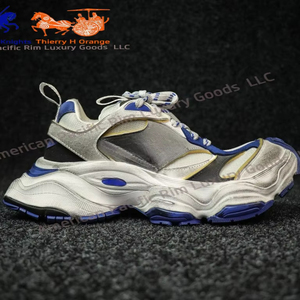 รองเท้าผ้าใบลำลองหนังดีไซน์หรู พื้นรองเท้าตาข่าย PU คุณภาพสูง รองเท้าทรง Chunky สไตล์เดินเล่น สำหรับทุกเพศ - Product Image 1