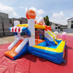 Castillo inflable comercial para niños con tobogán acuático y zona de saltos, ideal para heladerías. - Product Image 3