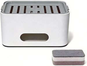 Modern Standing Type ABS Double Tier Sponge Holder <b>Rack</b> with Soap Dispenser for <b>Kitchen</b> - Product Image 1