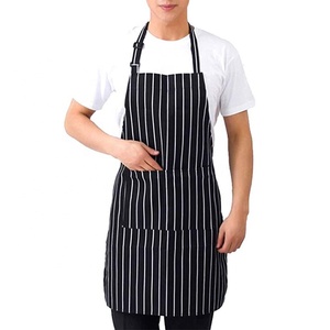 Giá rẻ màu đen trắng sọc có thể điều chỉnh bông <span class=keywords><strong>polyester</strong></span> nấu ăn nhà bếp BBQ tạp dề - Product Image 6