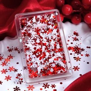 Vente flash - Décoration pour ongles - Paillettes holographiques mélangées rouge et blanc en forme de flocons de neige pour la décoration des ongles de Noël - Product Image 4