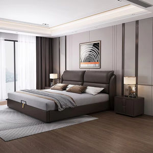 Lit Double de 1.8M En CUIR ทั้งชุดสำหรับ Chambre A coucher de Luxe cadre de Lit Queen Size fournisseur En Gros Bon Marche - Product Image 5