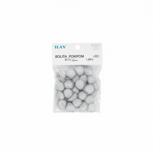 Ilan Bolita Pompom 1,5 cm Colore Argento Circa 60 Pezzi - Product Image 1