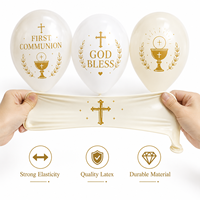 Ballons en latex imprimés pour la première communion, croix blanche et or, Dieu bénisse, ballons religieux pour la décoration de fête à l'église