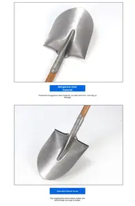 Pala <span class=keywords><strong>de</strong></span> Acero al Manganeso con Cabeza Cuadrada, Color Natural, Mango <span class=keywords><strong>de</strong></span> Madera Plateado/Marrón, Hoja <span class=keywords><strong>de</strong></span> 420mm x 240mm, Pala para Obras <span class=keywords><strong>de</strong></span> Construcción - Product Image 2