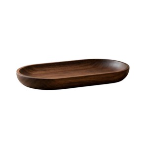 Plateau de rangement ovale en bois de noyer pour clés, pièces de monnaie, stylos, écologique, durable, personnalisable, facile à nettoyer, décoratif, passe au lave-vaisselle - Product Image 1