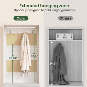 ريفي أبيض قاعة مزرعة مقعد شجرة قاعة رفوف قابل للتعديل و لتخزين المدخل - Product Image 4