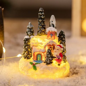 Resin <strong>Christmas</strong> <strong>Village</strong> Figurines LED Lighted <strong>Christmas</strong> <strong>Village</strong> <strong>Houses</strong> Miniature Indoor Room Decor Collectible Buildings - Product Image 6