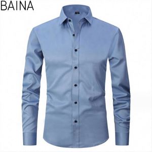 Chemise blanche décontractée 2026 à col montant et manches longues pour homme – Chemises habillées de bureau formelles pour hommes - Product Image 1
