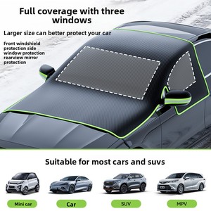 Housse de <span class=keywords><strong>pare</strong></span>-<span class=keywords><strong>brise</strong></span> magnétique pour voiture - Protection contre la neige et la glace toute saison, épaissie, avec protections pour rétroviseurs - Tissu Oxford durable - Product Image 4