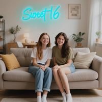 Tatlı 16 Neon burcu Dimmer anahtarı Birthday doğum günü partisi için işareti tatlı onaltı Neon işık doğum günü partisi