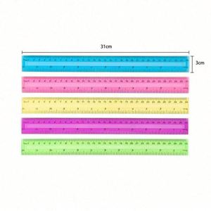 Regla de plástico a escala de 30cm, regla recta colorida de 12 pulgadas, regla de plástico de dibujo DIY de diferentes diseños de colores transparentes - Product Image 1