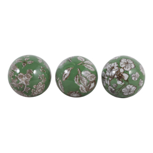 Orbe in Ceramica Stile Chinoiserie Tradizionale con Design Floreale Verde, Decorazioni per Casa, Soggiorno, Ufficio, Bagno, Esposizione su Scaffale - Product Image 2