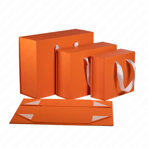 Hộp giấy carton gấp gọn màu cam có nắp đóng từ tính, in logo tùy chỉnh, đựng quần áo, khăn quàng cổ, ví, hộp quà nhỏ chào mừng - Product Image 1