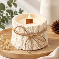 Bougie en cire de soja parfumée au bois rustique avec nœud en jute pour l'aromathérapie et la décoration de la maison, vente en gros