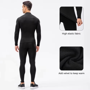 Completo Invernale da <span class=keywords><strong>Uomo</strong></span> in Pile per Fitness, con Zip, Maniche Lunghe e Pantaloni Aderenti, Set Due Pezzi - Product Image 3