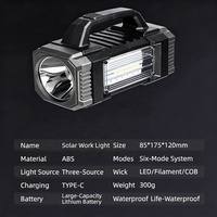 Linterna LED COB Solar ABS Portátil para Camping, Resistente al Agua IP55, Carga USB-C, Alcance de Haz de 200-300M, Modo SOS, para Exteriores