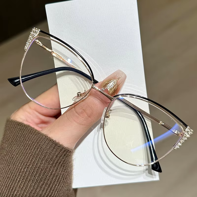 98-014 New Fashion Women Anti Blue Light Glasses Frame Metal Square Optical Eyeglasses Frames