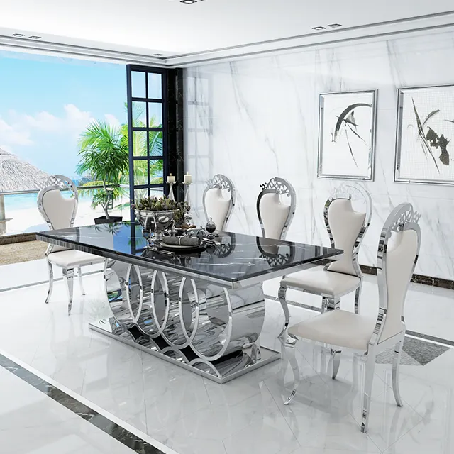 Роскошный Прямоугольный Обеденный Стол, скандинавский мраморный обеденный стол и стул