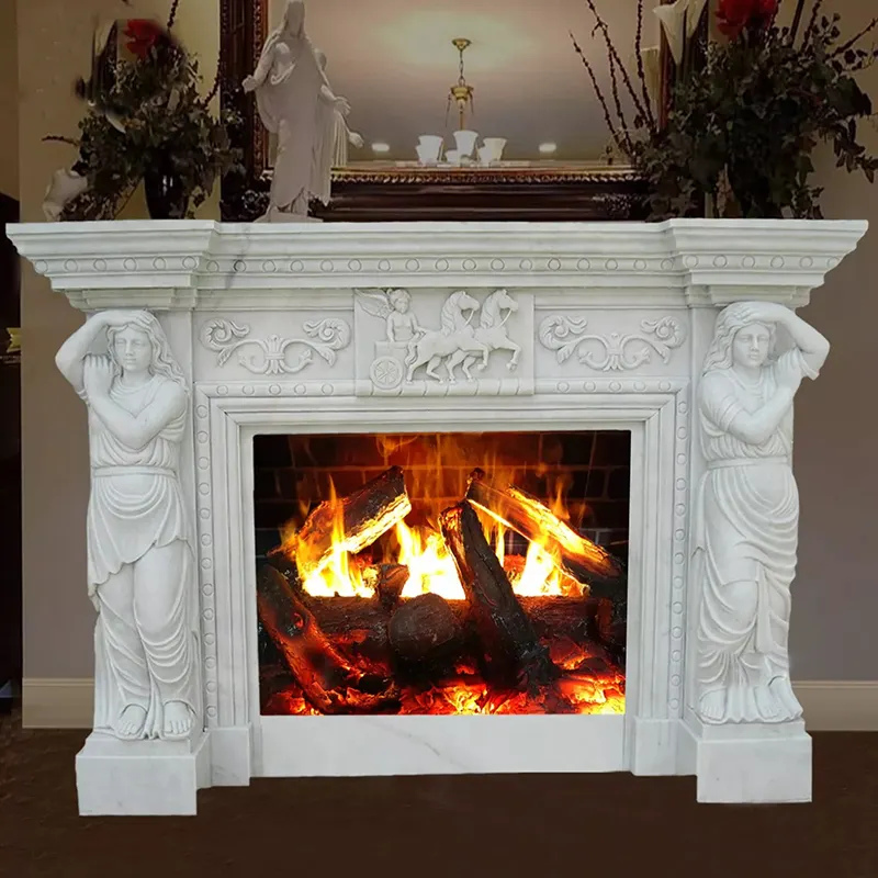 Venda quente personalizada resistente ao calor e fácil de limpar lareira de parede de mármore stone surround natural e sinterizada para sala de estar