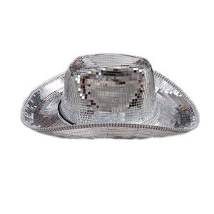 Populaire Disco Ball Cowboy Chapeau Beyonce World Concert <span class=keywords><strong>Discothèque</strong></span> Miroir Brillant À La Main Sequin Chapeau De Fête Adulte Cowboy Chapeaux - Product Image 1