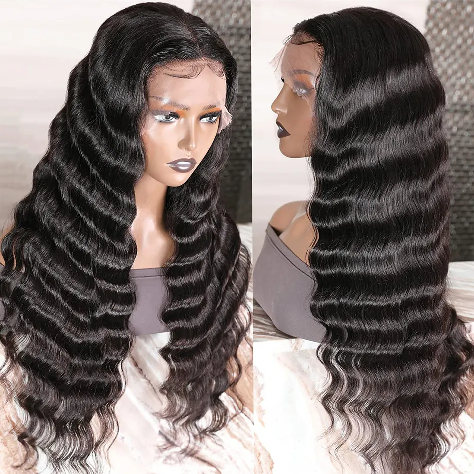 Peruca de cabelo humano, 180% densidade de renda, sem cola, peruca natural frontal de renda virgem para mulheres negras