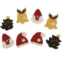 Accessoires décoratifs brodés en tissu polyester sur le thème de Noël, avec motifs de Père Noël, cloches et sapins, pour Bullet Journals