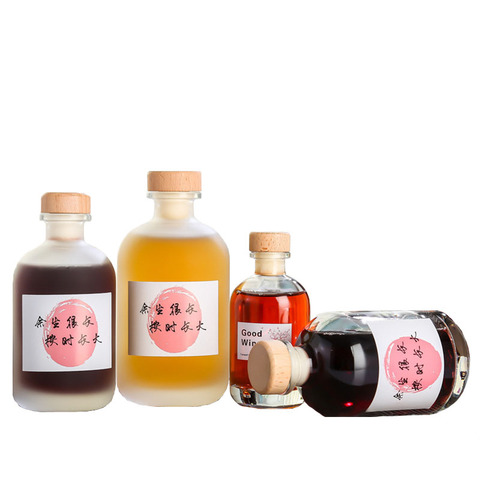 Thick Fruit Wine Bottle Cork Creative Transparent Frosted Glass Wine Bottle Vodka Wine Glass Bottle Support Custom Packaging