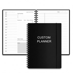 Libreta Planificadora con Tapa Dura Negra, Impresión Personalizada, Espiral, Horarios Diarios y Horarios por Hora, Regalo al por Mayor - Product Image 4