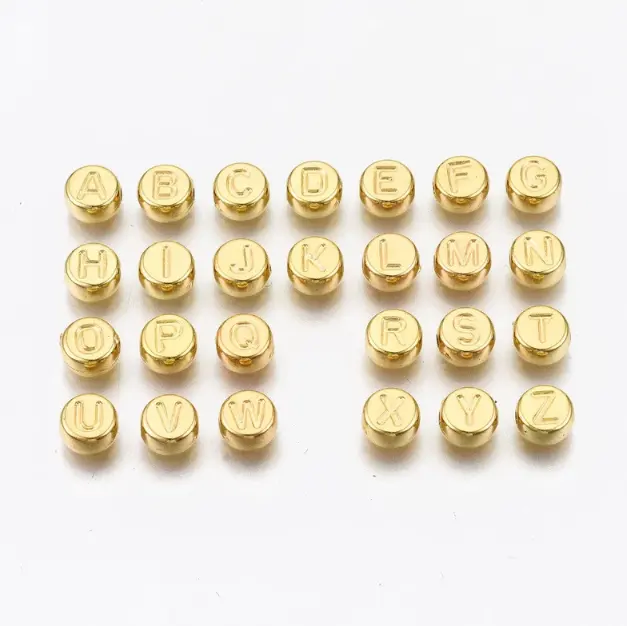 Großhandel Direkt verkauf Alphabet Buchstaben Perlen A bis Z Buchstaben Perlen Charms Gold Edelstahl Initial Perlen Schmuck Funds tücke