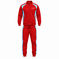 Ensemble de survêtement rouge pour homme grande taille, veste zippée et pantalon de jogging bicolores, tenue de sport pour équipe
