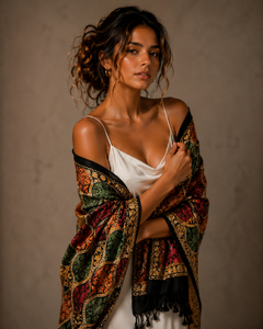 Premium Embroidered Viscose Digital Print Shawl Long Fringe Traditional Winter Scarf Soft Warm Breathable Comfortable Fashion - Product Image 5