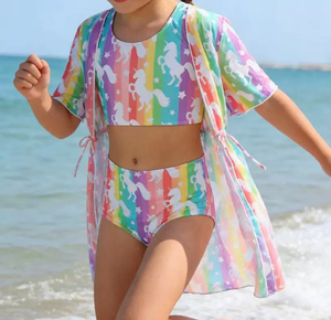 Nouveauté : Maillots de bain réversibles pour enfants et tout-petits, sans manches, dos nu, bikinis à double couche, motifs floraux hawaïens, maillots de bain pour filles - Product Image 2