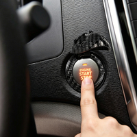 Penutup Pelindung Tombol Pengapian Universal Cincin Start Interior Mobil Penutup Mesin Start Satu Sentuhan Panther Serat Karbon Plastik