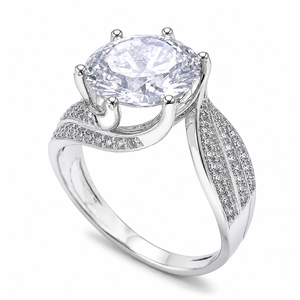Anello Stile Tre Pietre con Dettaglio Accento Colorato Design Elegante Accessori Moda per Donne - Product Image 1