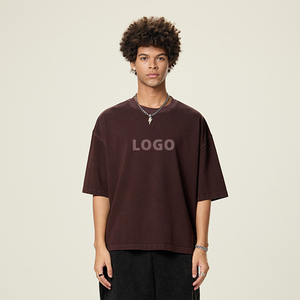 Wholesale Custom 100% Cotton DTG Printed Men T-Shirt Heavyweight Oversized Boxy Fit Dirty Acid <b>Washed</b> Distressed Tee - Product Image 1