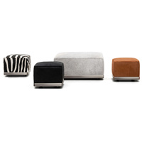 Tabouret personnalisé à motif de zèbre, tissu en velours, Pouf pour le salon