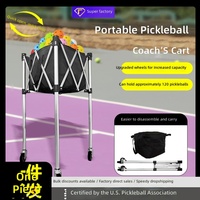 Troli Bola Pickleball Lipat Berbahan Aluminium dengan Roda, Keranjang Bola Bergerak untuk Peralatan Latihan Tenis dan Pickleball
